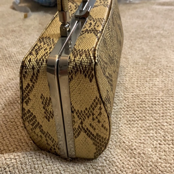 Python print vintage style hard shell sm. handbag. - Picture 3 of 12